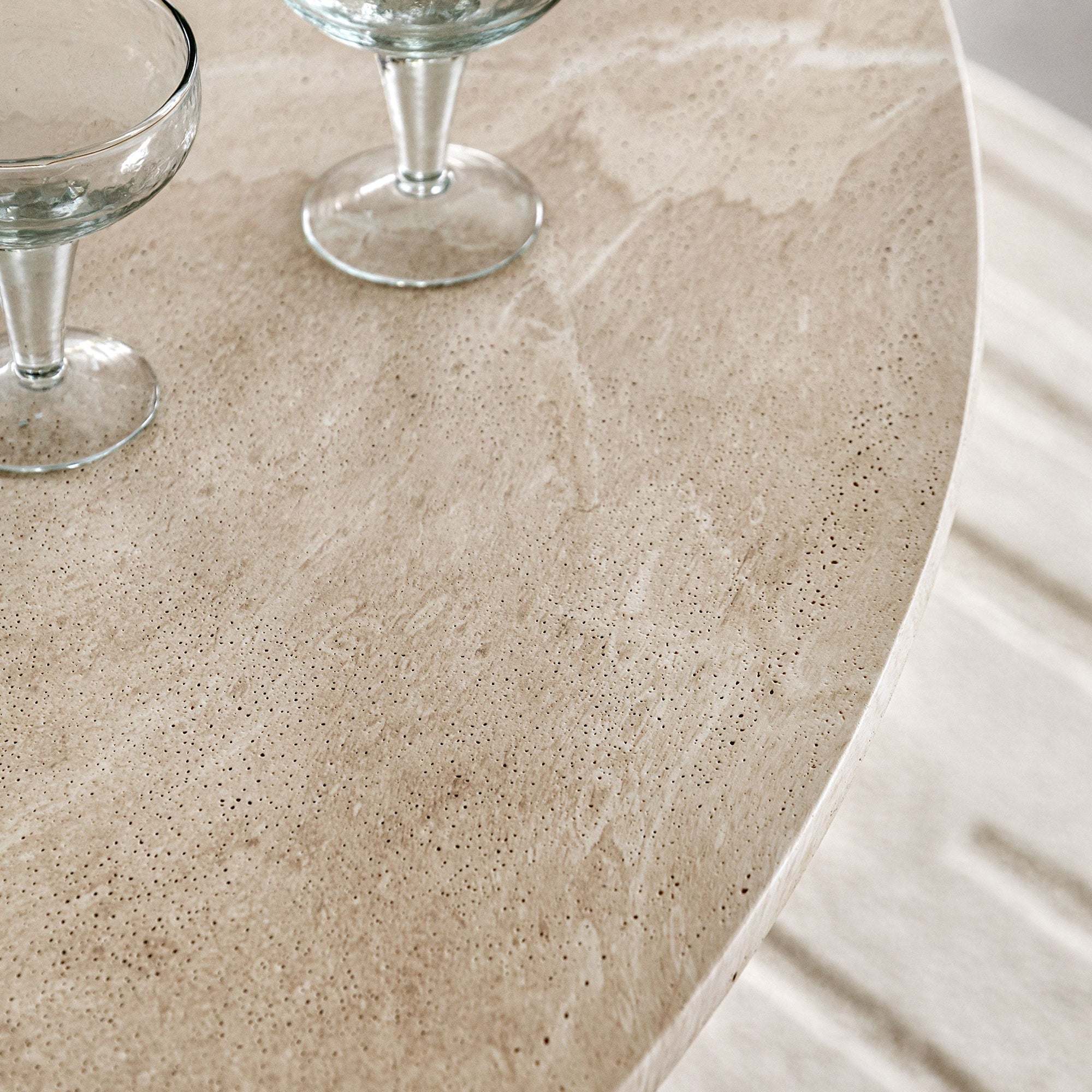 Bowery Round Dining Table - Travertine Style