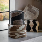 Navy Drum Pouffe - Round