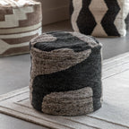 Navy Drum Pouffe - Round
