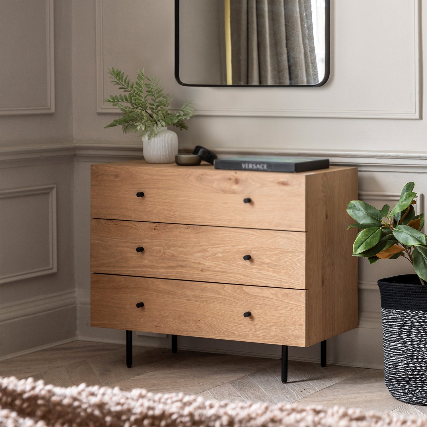 Ansel 3 Drawer Chest:- Natural