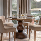 Maelynn Round Dining Table:- 110x110x73cm / Dark Wood