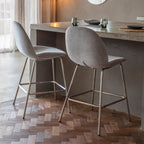 Levi Barstool - Light Grey Velvet & Chrome