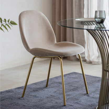 Levi Dining Chair - Cream Velvet & Brass