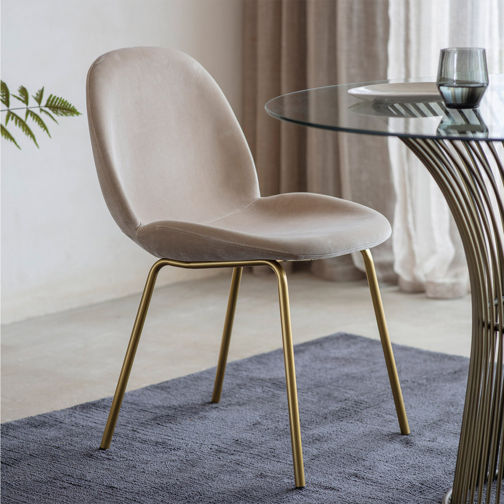 Levi Dining Chair - Cream Velvet & Brass