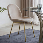 Levi Dining Chair - Cream Velvet & Brass