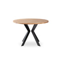 Elmhurst Oak Round Dining Table With Steel Base - Extending