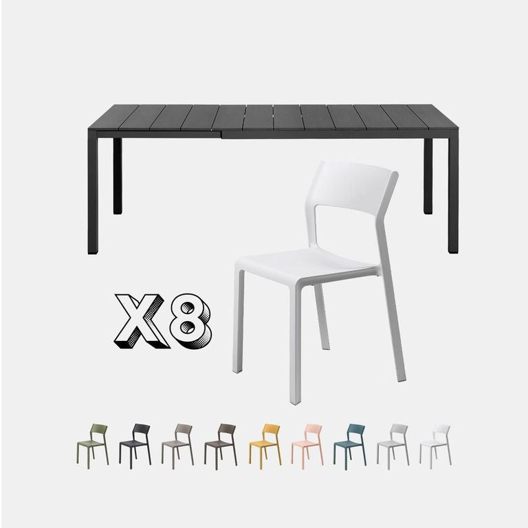 Dining Set - Rio 210 Extending Table & Trill Armless Chairs