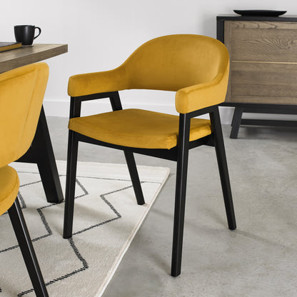 Islington Peppercorn Dining Chair - Dark Mustard Velvet