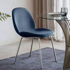 Levi Dining Chair - Navy Blue Velvet & Chrome