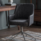 Presley Swivel Chair:- Antique Ebony / Silver