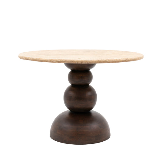 Maelynn Round Dining Table:- 110x110x73cm / Dark Wood