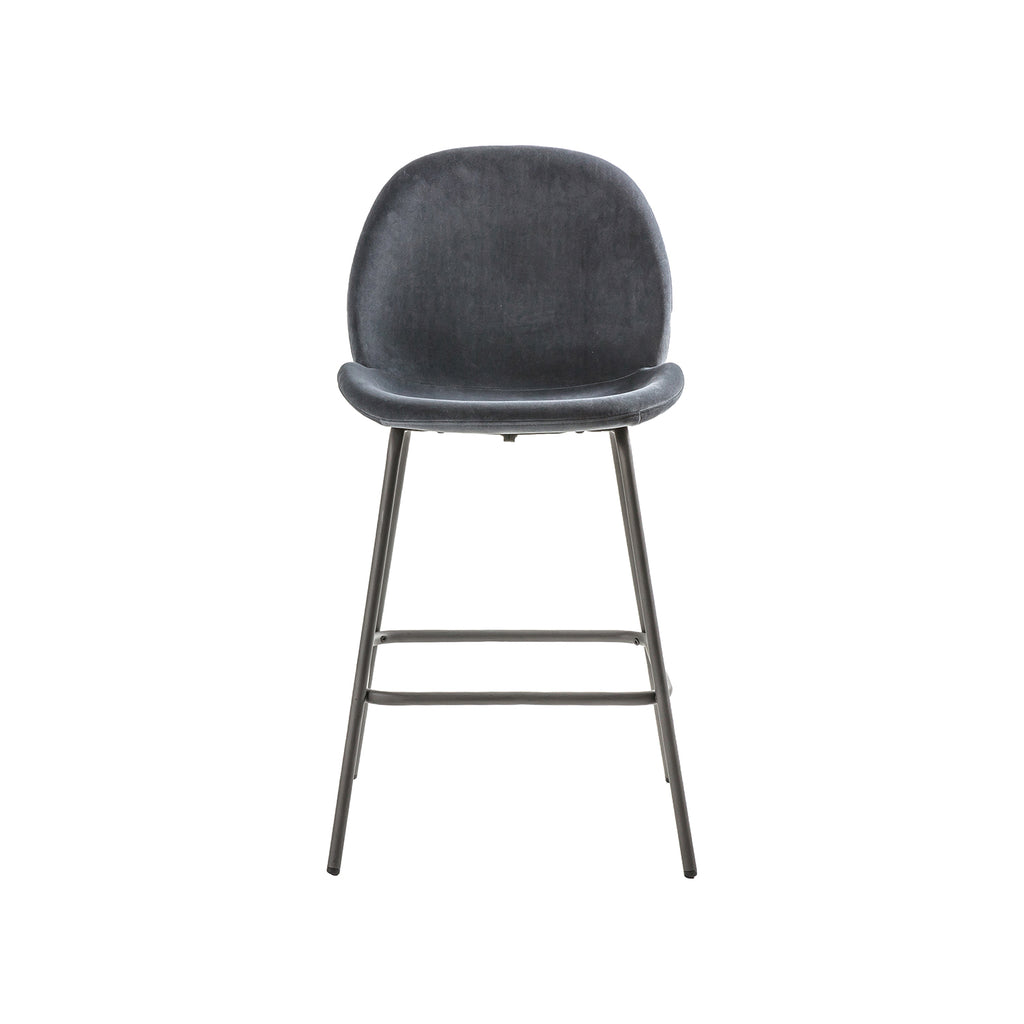 Levi Barstool - Dark Grey Velvet & Pewter