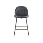 Levi Barstool - Dark Grey Velvet & Pewter
