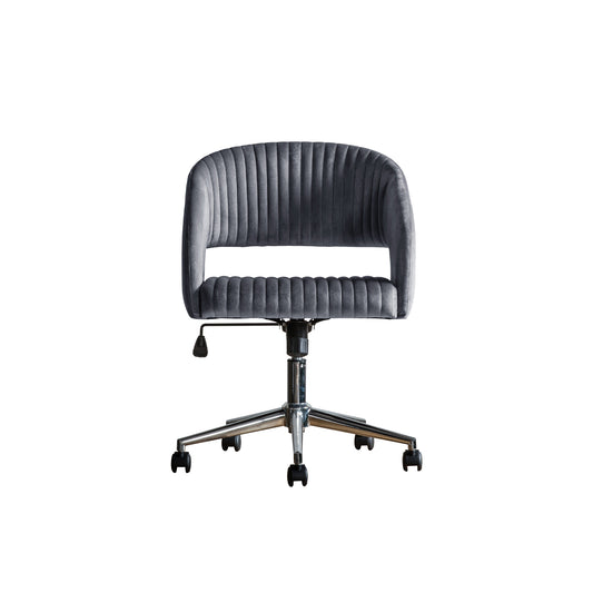 Fredrick Swivel Chair:- Charcoal Velvet