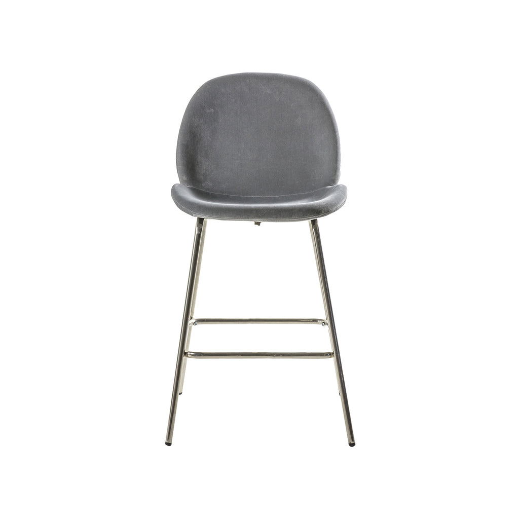 Levi Barstool - Light Grey Velvet & Chrome