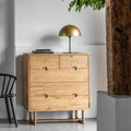Maurice 5 Drawer Chest:- Natural