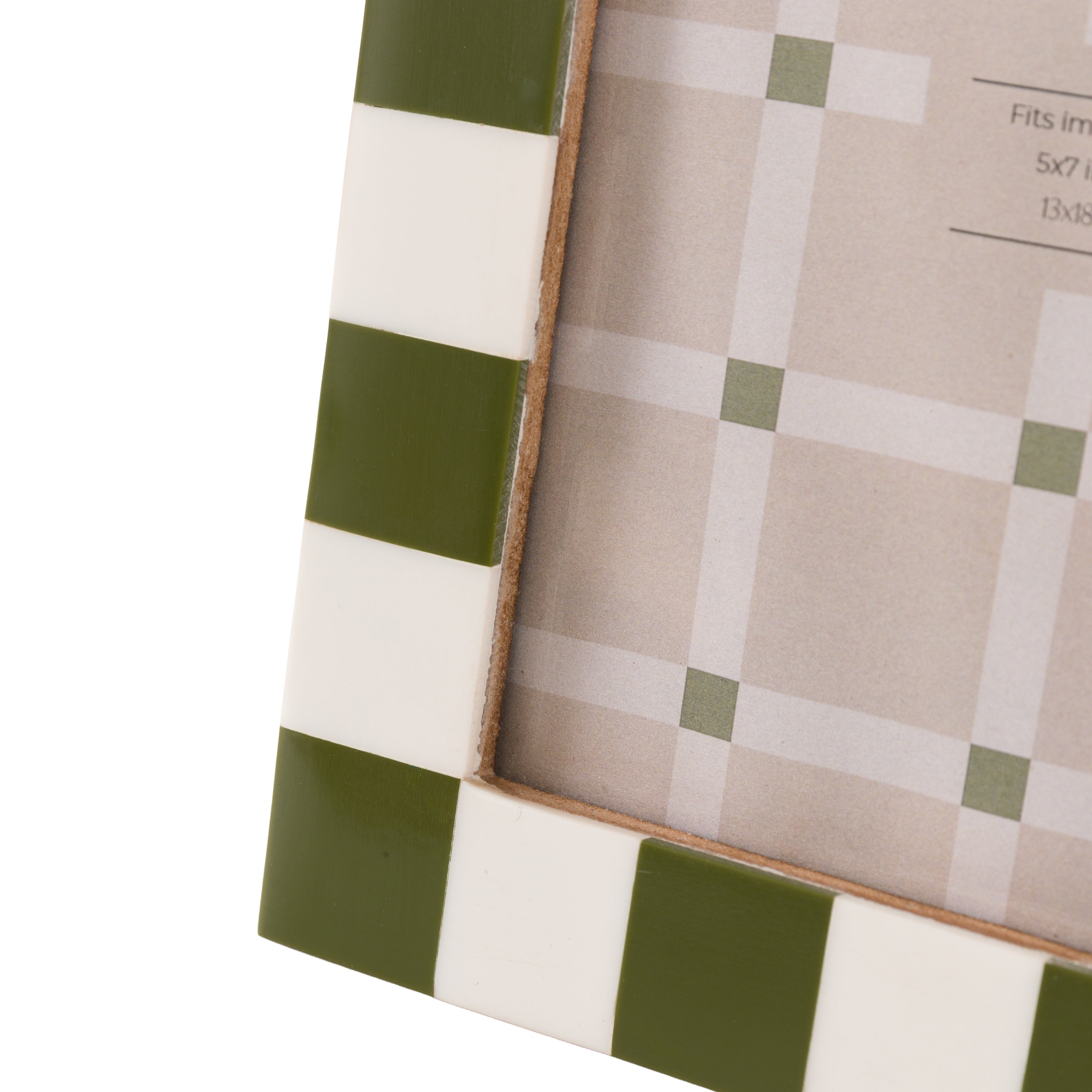 Green and white checkered picture frame 