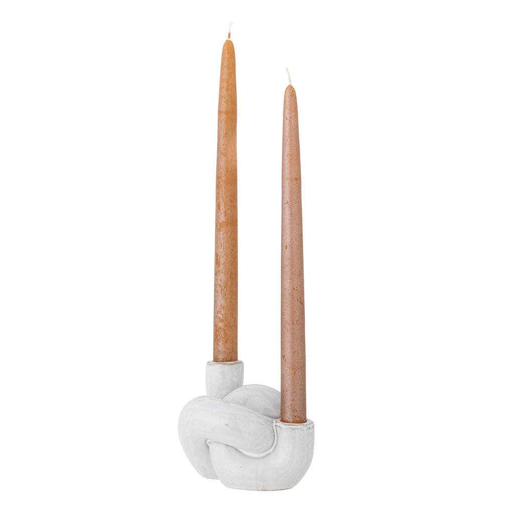 Haydn Stoneware Candle Holder - White