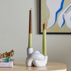 Haydn Stoneware Candle Holder - White