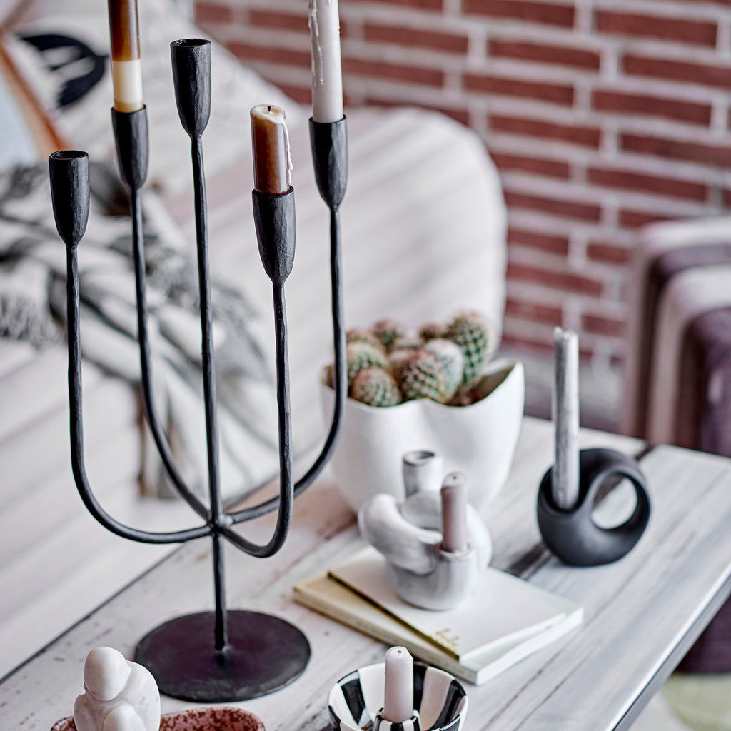 Haydn Stoneware Candle Holder - White