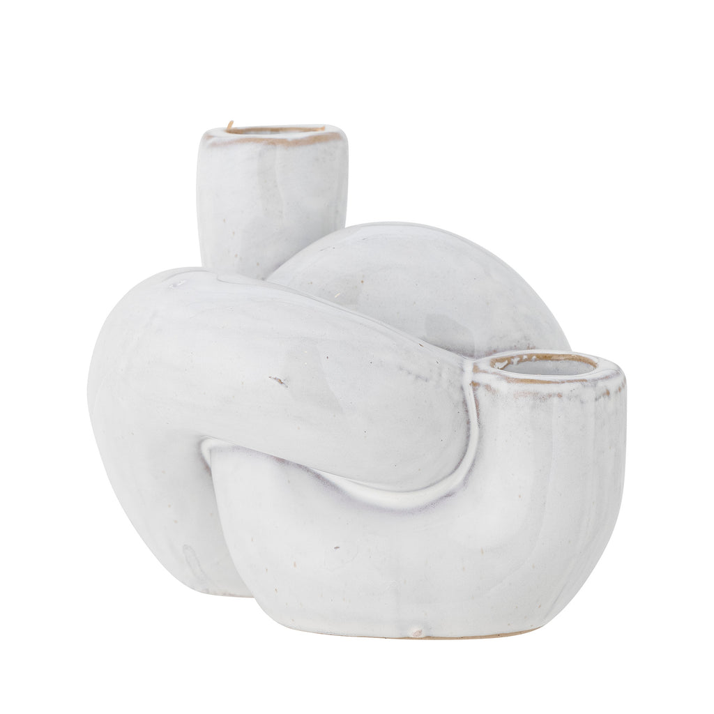 Haydn Stoneware Candle Holder - White