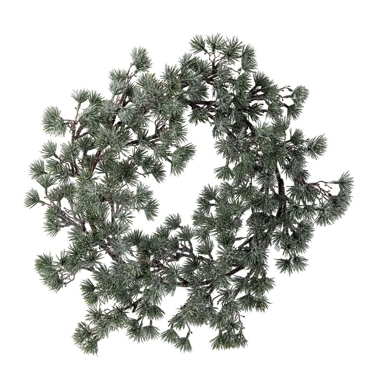 Artificial pine wreath on a white background