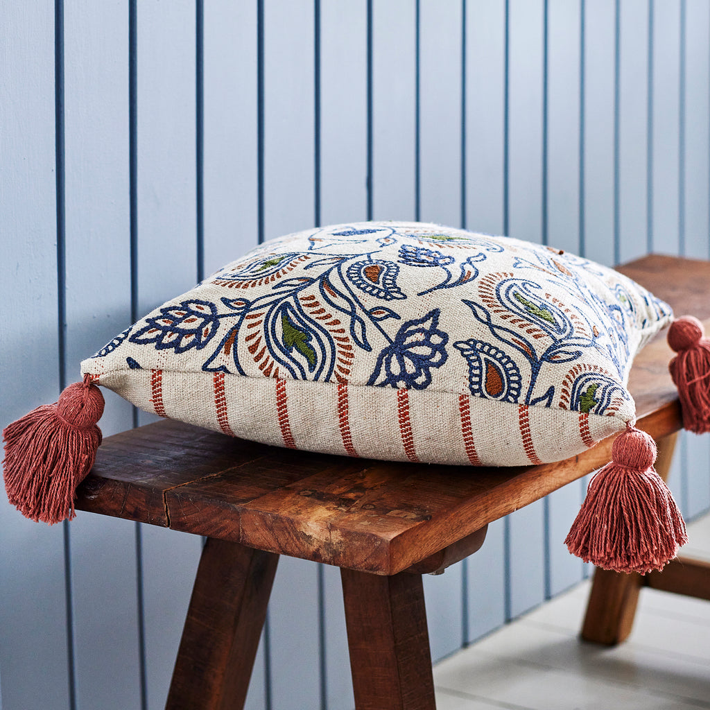 Paisley Recycled Cotton Cushion - Multi