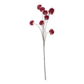 An artificial flowering stem with multiple dark red berry-like clusters on thin brown stems, isolated on a plain white background.