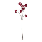 An artificial flowering stem with multiple dark red berry-like clusters on thin brown stems, isolated on a plain white background.