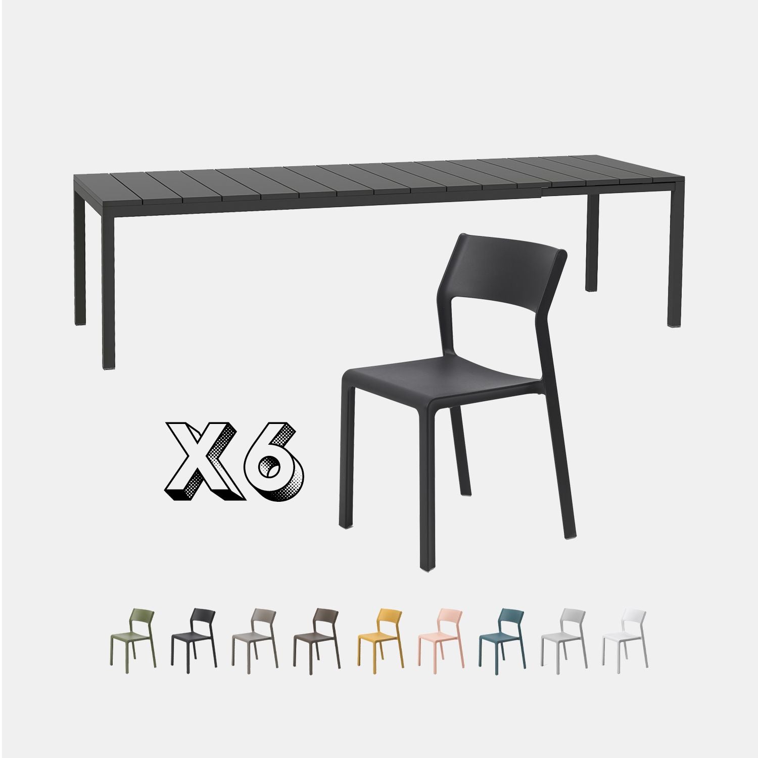 Dining Set - Rio 210 Extending Table & Trill Armless Chairs