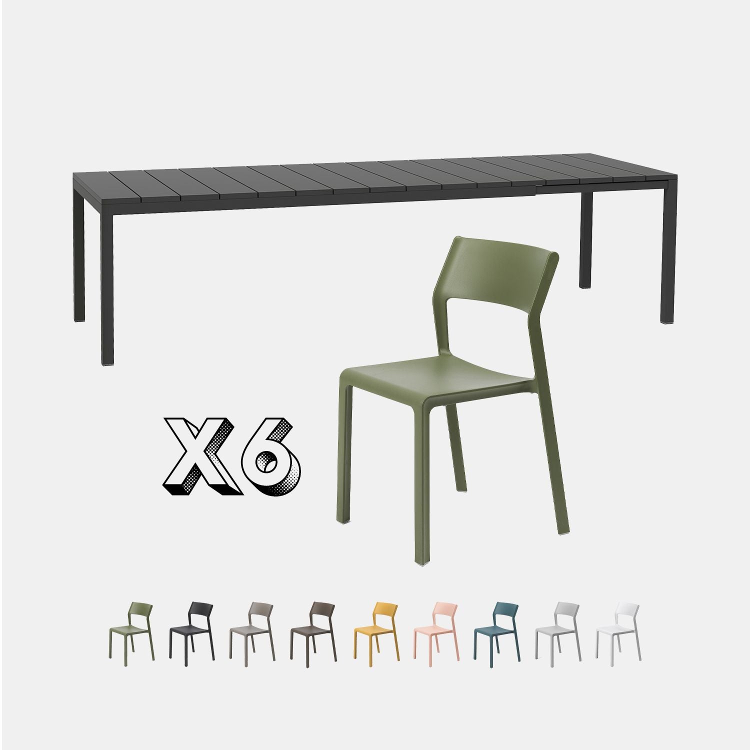 Dining Set - Rio 210 Extending Table & Trill Armless Chairs