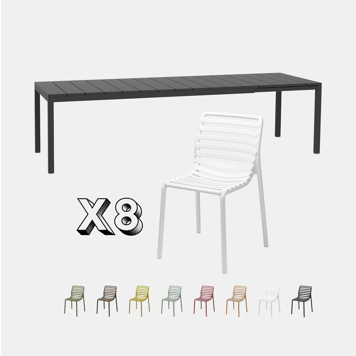 Dining Set - Rio 210 Extending Table & Doga Armless Chairs