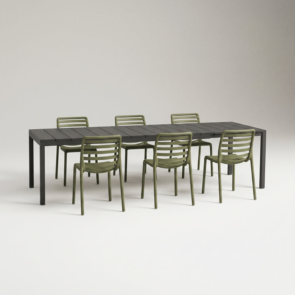 Nardi Dining Set - Rio 210 Extending Table & Doga Armless Chairs