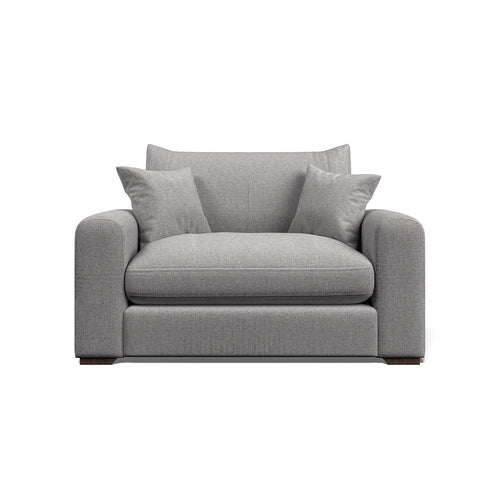 Gray Arden Snuggle Chair With Two cushions on a white background