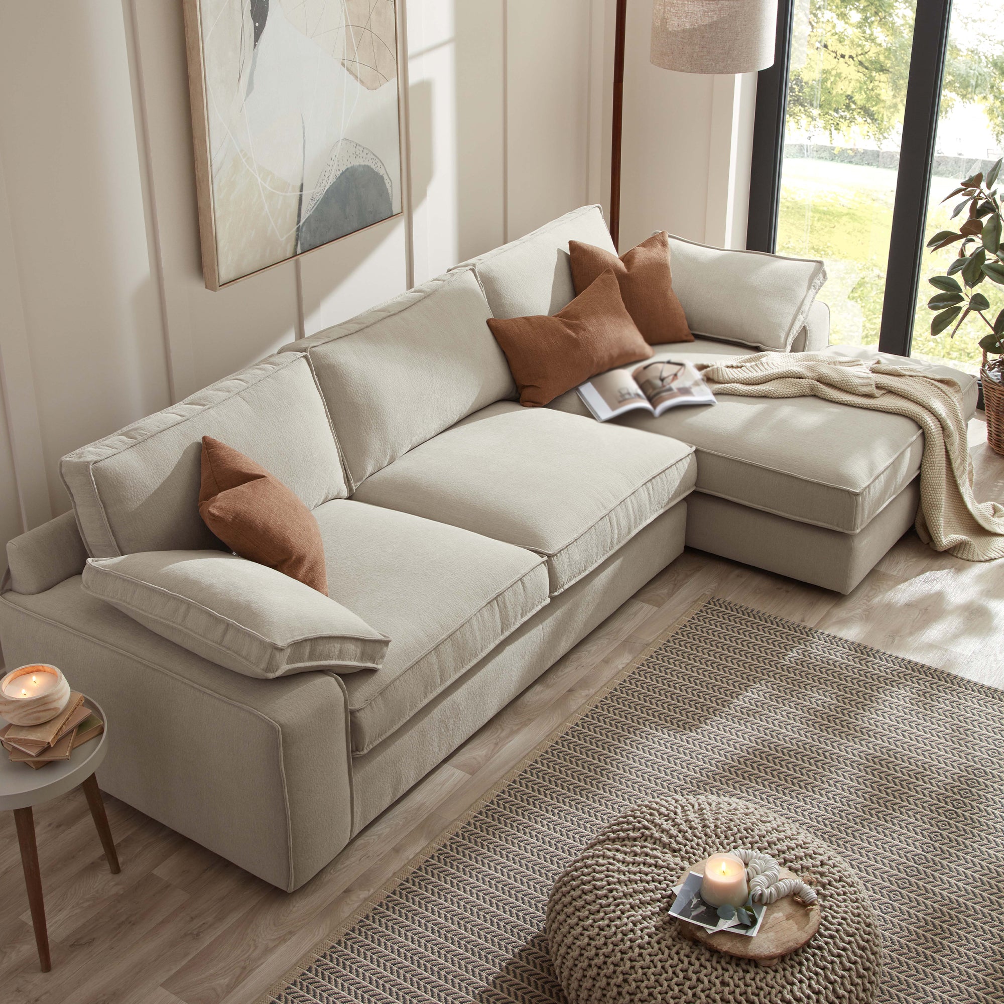 Astoria Chaise Sofa Styled In A Living Room