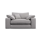 Astoria Cuddle Chair in Grey Fabric On A WhiteBackground