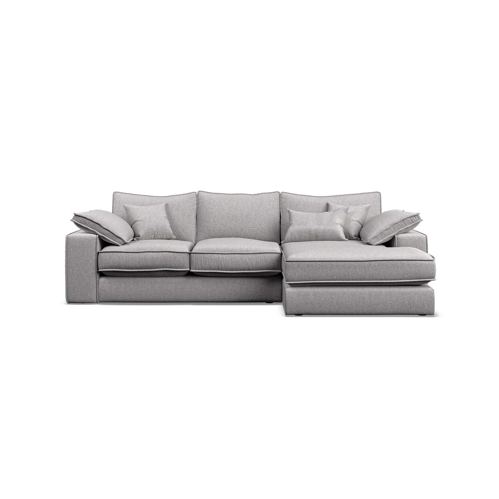 Astoria Medium Chaise Sofa right-hand facing with clean lines and feather-filled arm pads