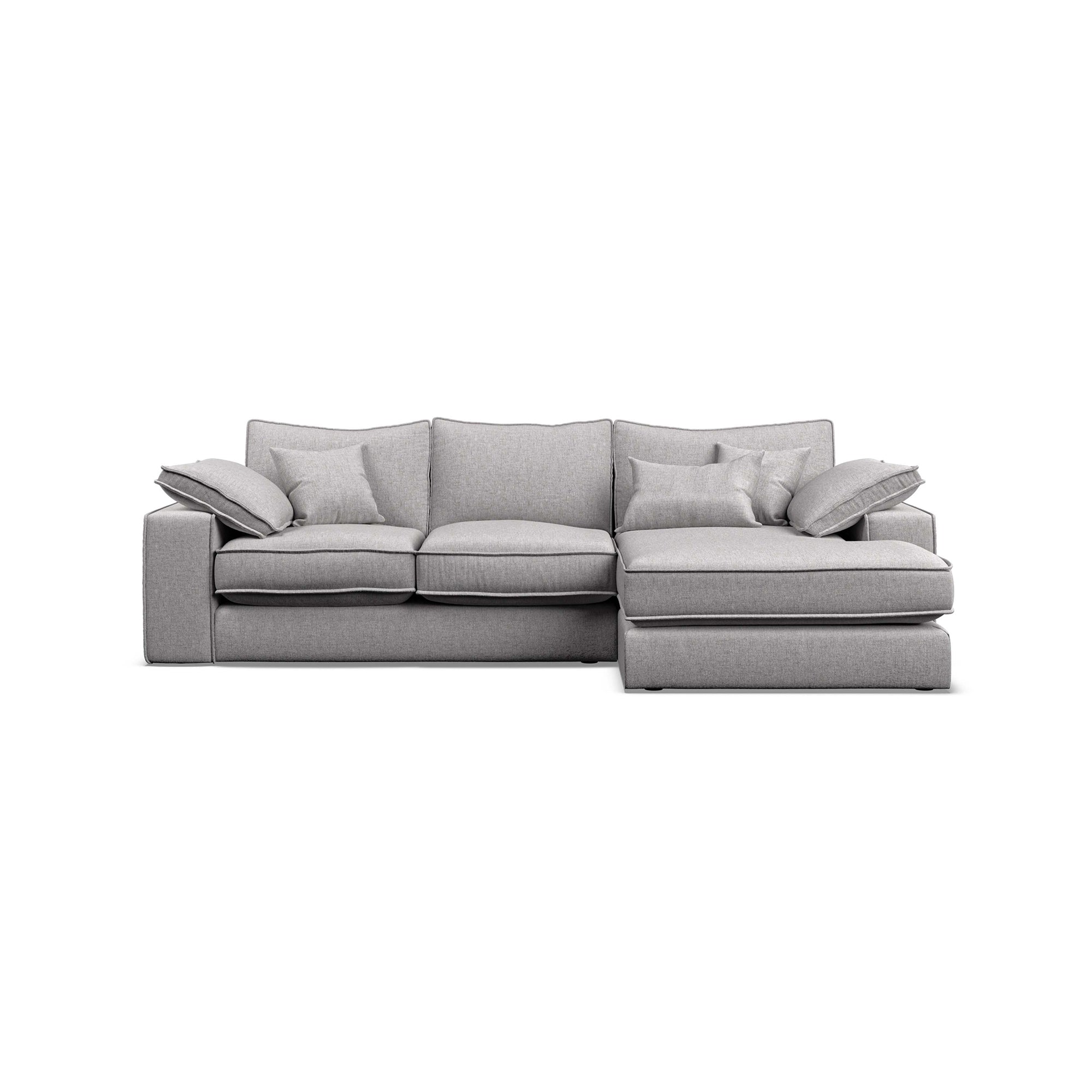 Astoria Medium Chaise Sofa right-hand facing with clean lines and feather-filled arm pads