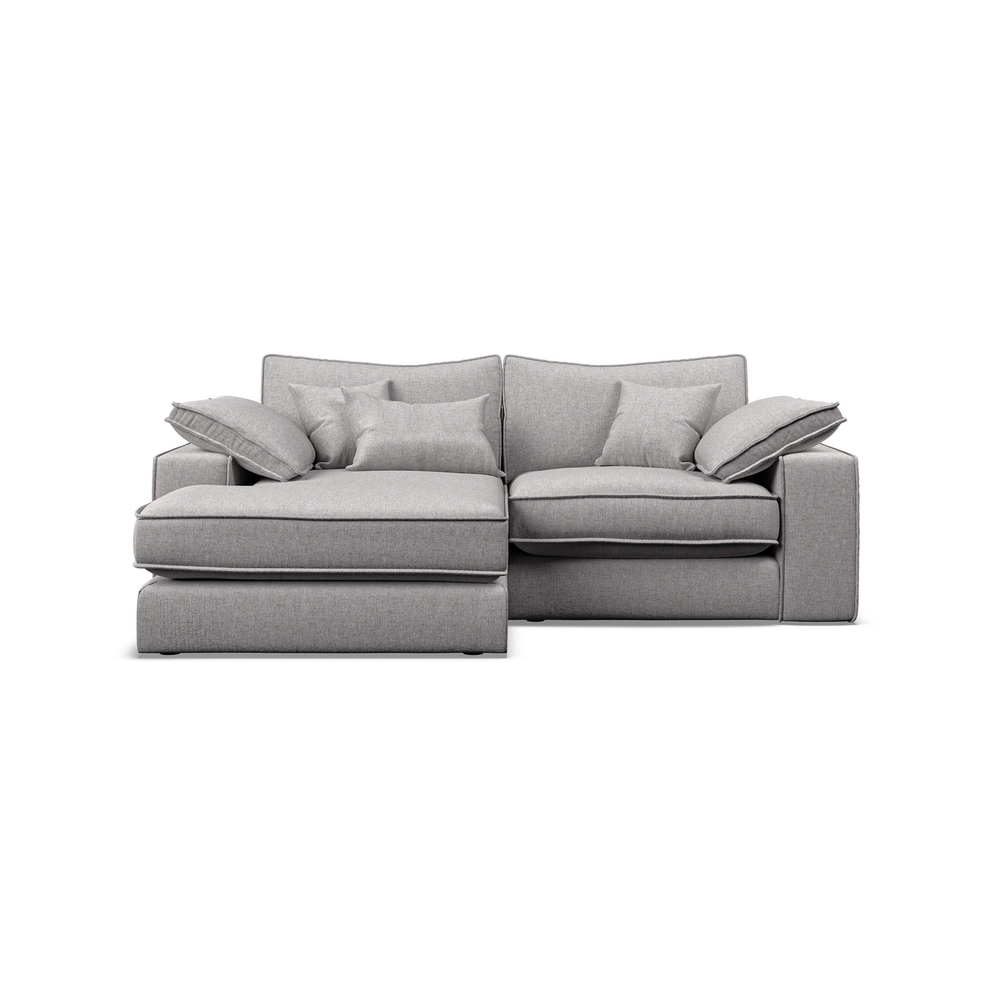 Astoria Small Chaise Sofa in Grey styled with scatter cushions