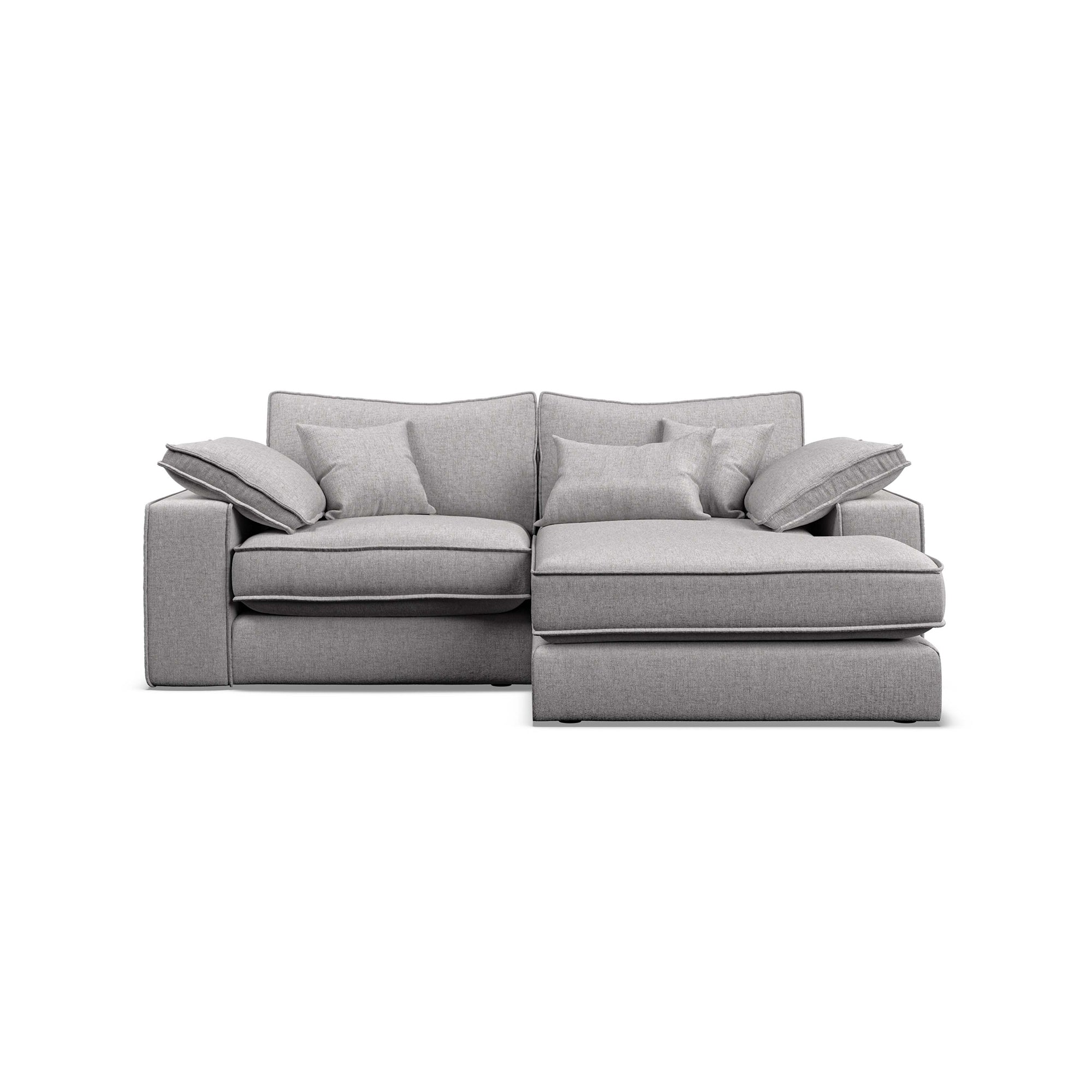 Astoria Small Chaise Sofa with scatter cushions showcasing elegant design