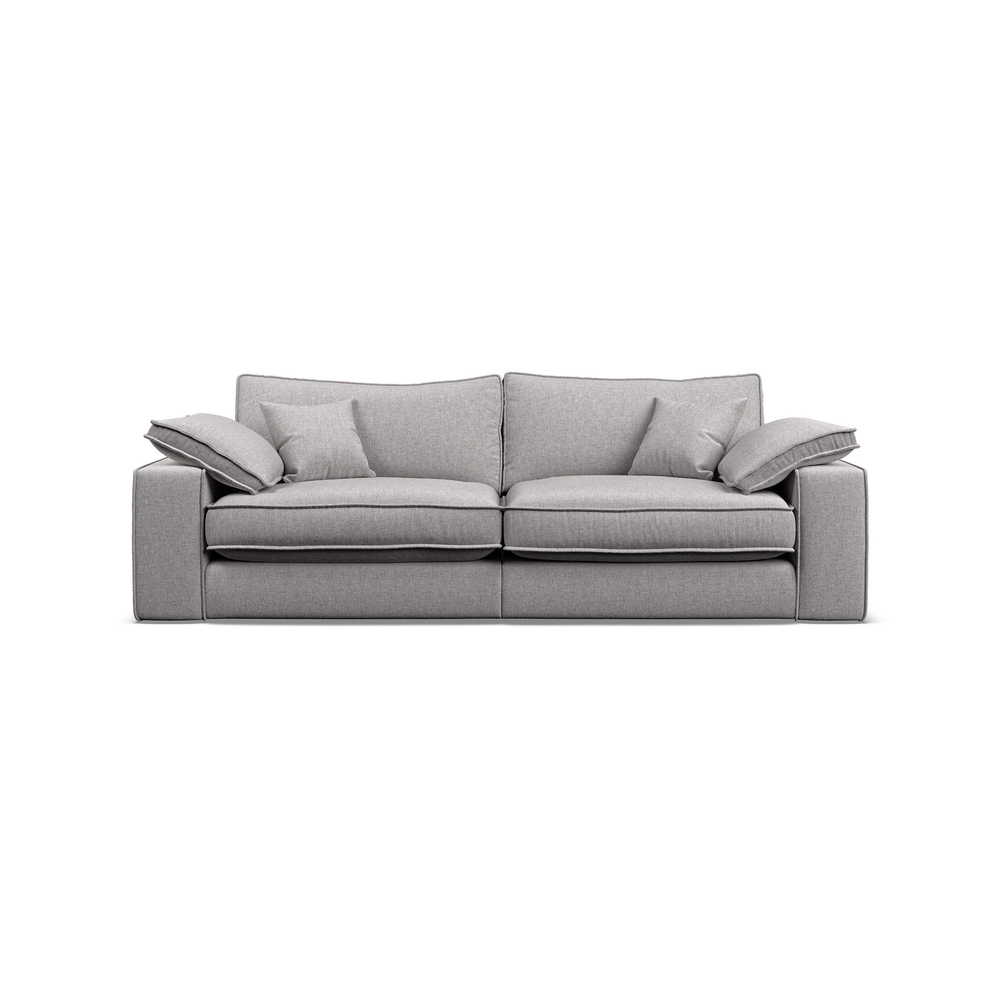 Astoria Extra Large Split Sofa In Grey  With Two Scatter Cushions On A White Background