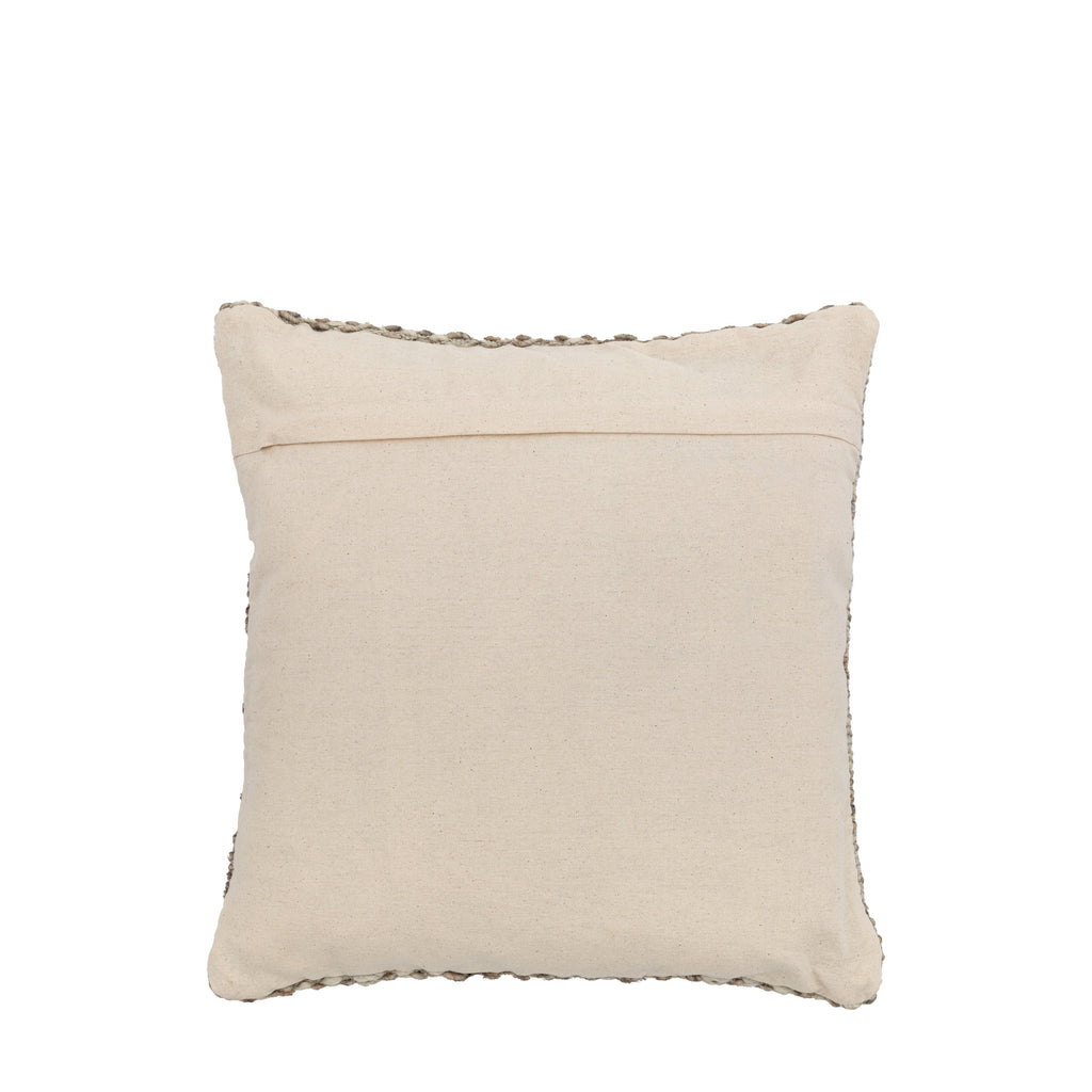 Shop a modern square cushion in natural tones