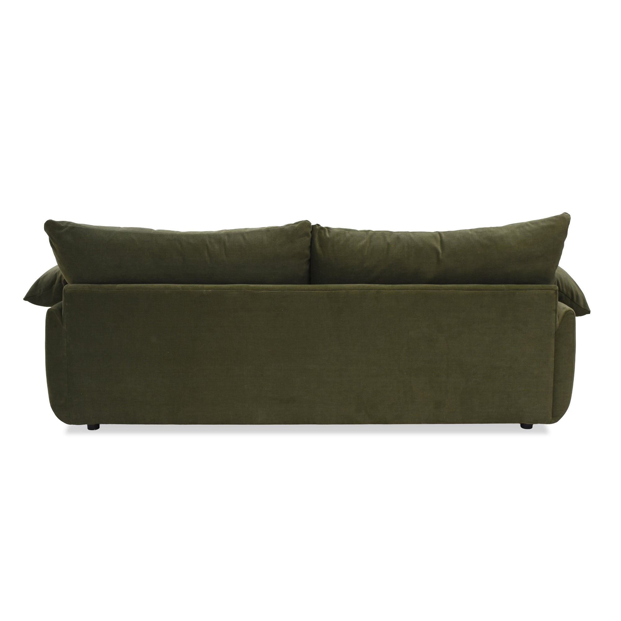 Back View Of Bayswater Large Sofa In Matt Chenille Olive On White Background