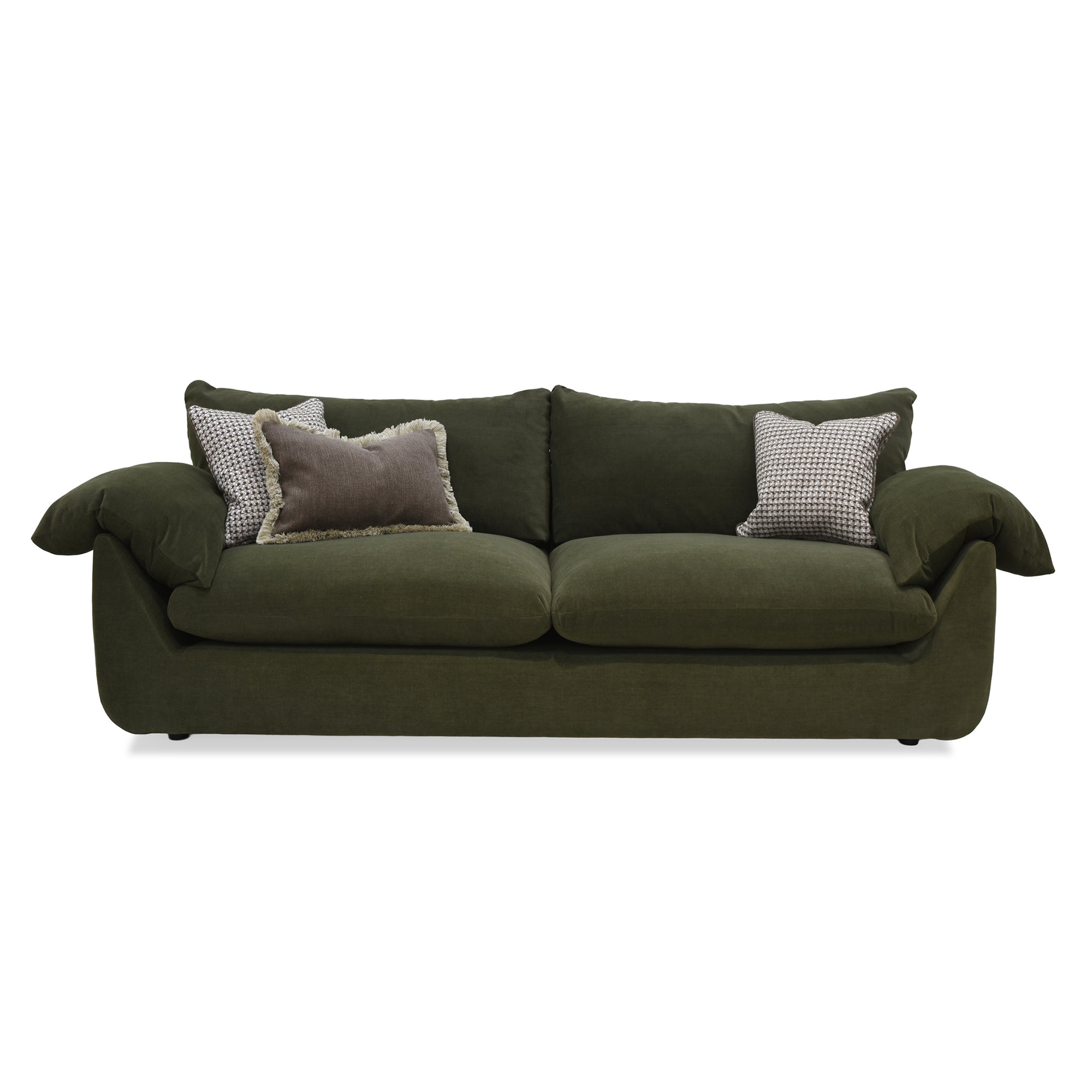 Bayswater Large Sofa In Matt Chenille Olive On White Background