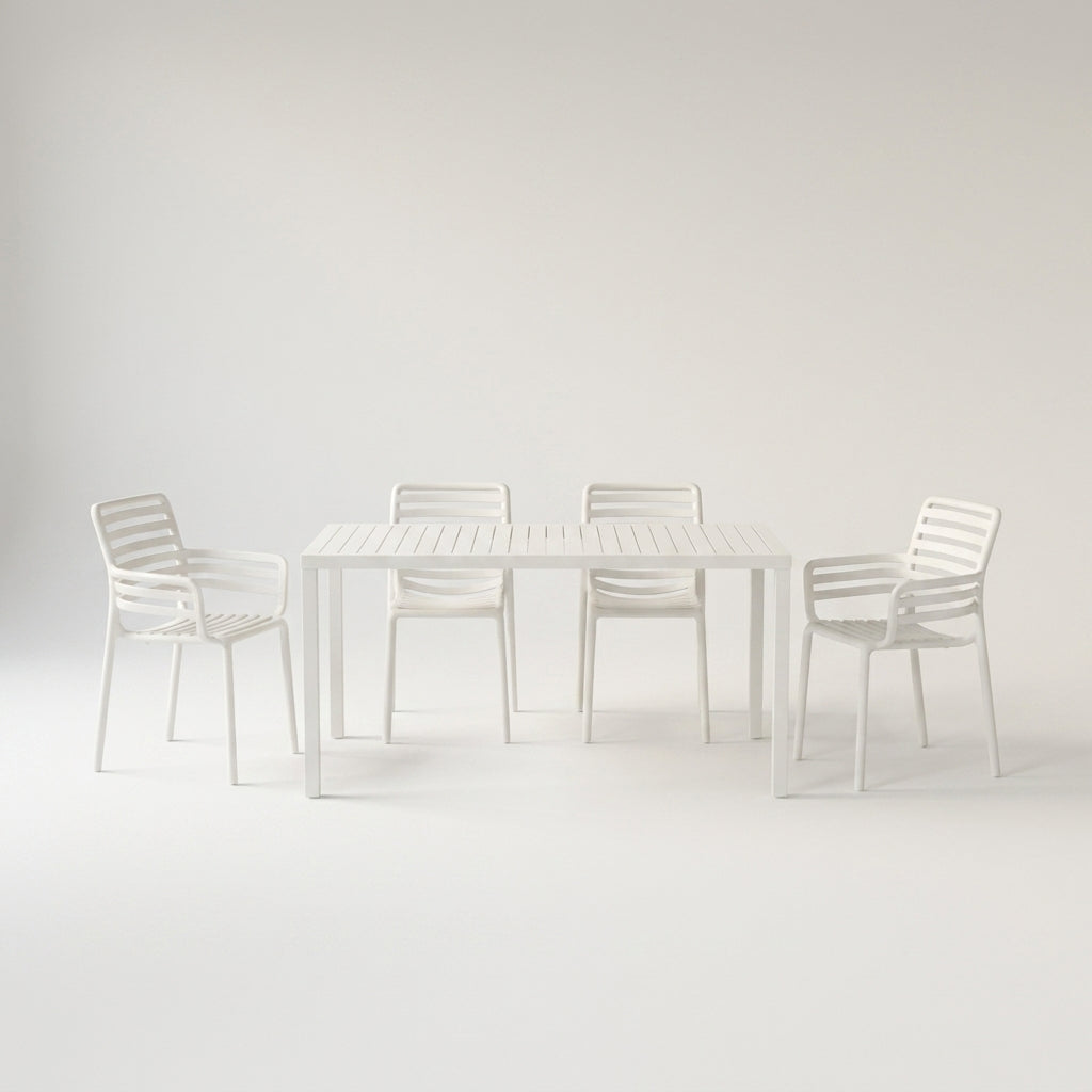 Nardi Dining Set - Cube 140x80 Table & x2 Doga Armchairs & 2x Doga Armless Chairs