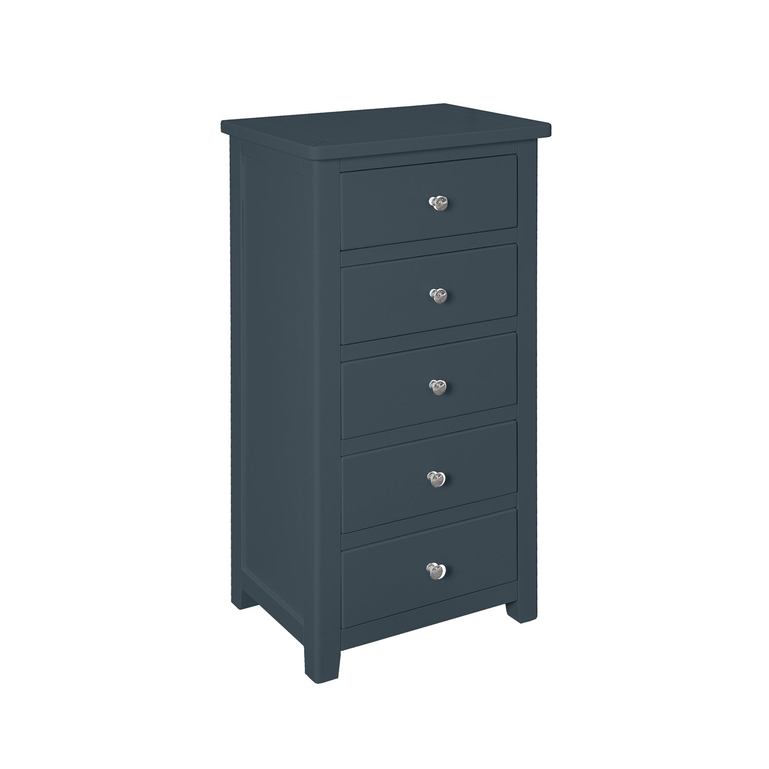 Hambleden Blue Drawer Chest - 5 Drawers On A White Background