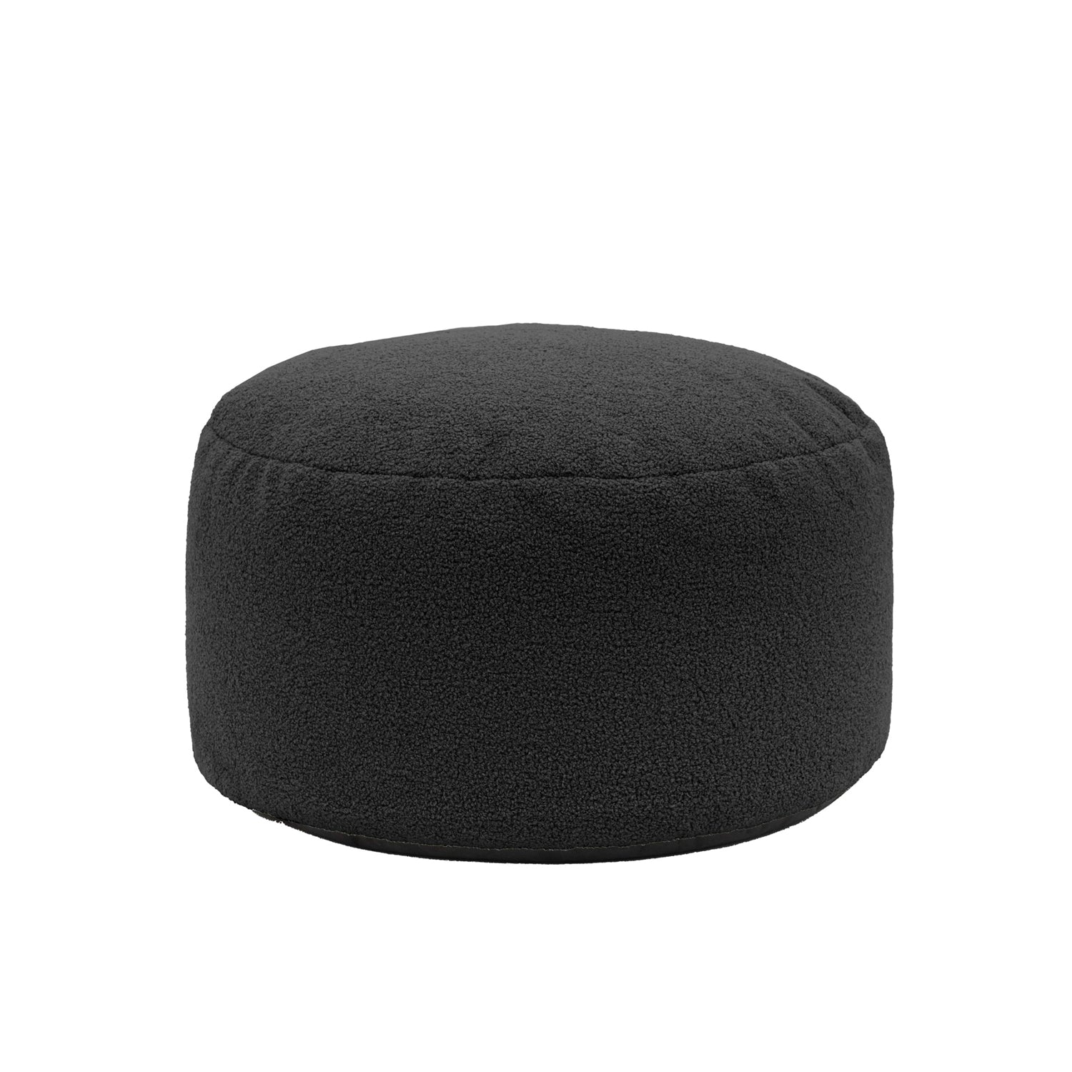 Cian Boucle Round Pouffe:- Charcoal