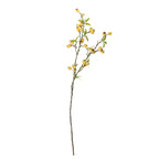 Artificial flower branch with yellow flowers on a white background