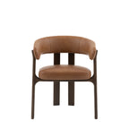 Brown leather chair with wooden frame 