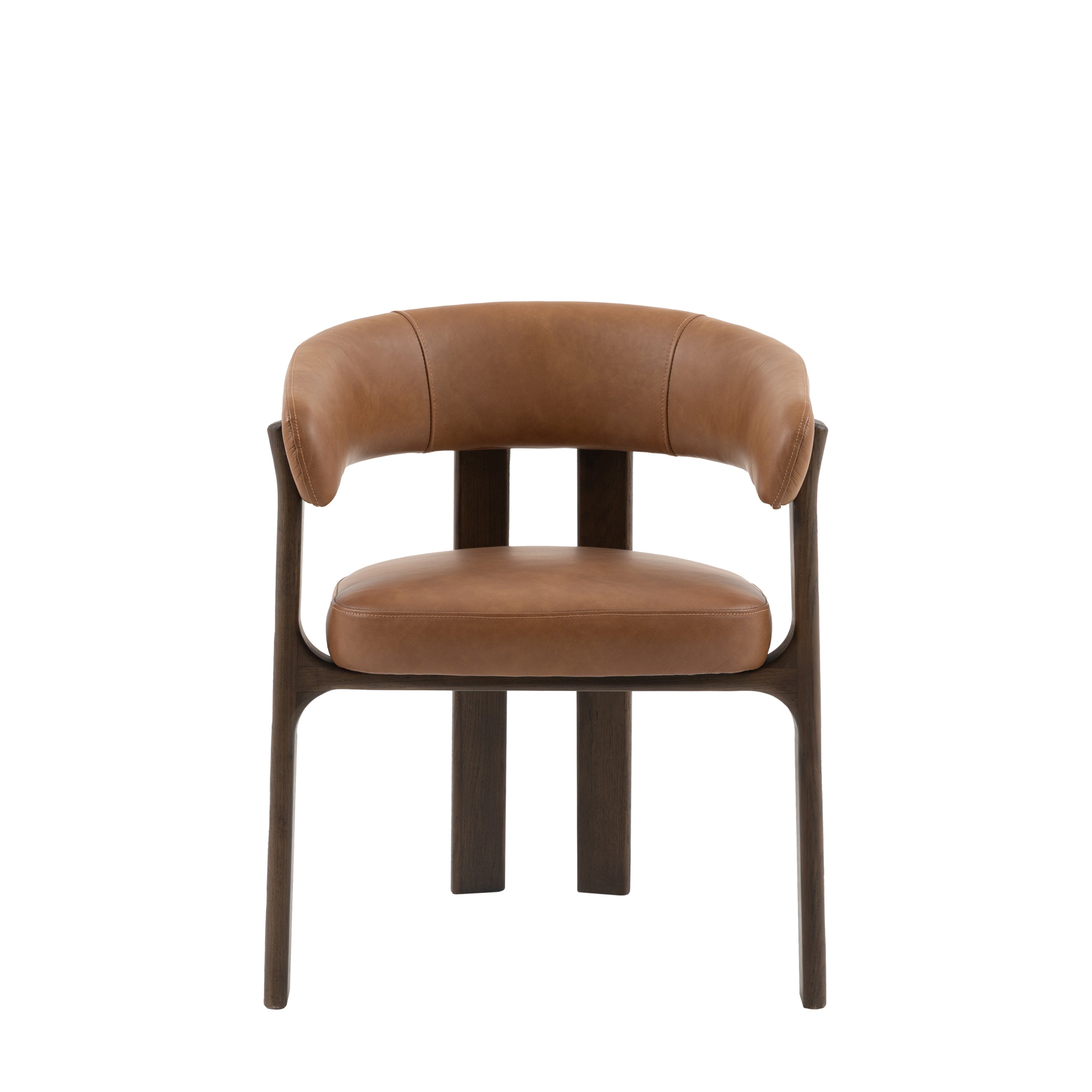 Brown leather chair with wooden frame 